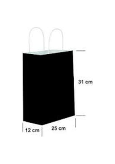Burgu Saplı Siyah Kağıt Çanta 25x12x31 Cm 25 Li
