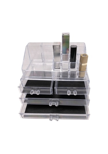 Mufunye Şeffaf Akrilik Makyaj Düzenleyici Saklama Kutusu Çok Katmanlı Ayrı Bölücüler Bölmeler Masaüstü Depolama Rafı Kozmetik Takı Ruj Standı Büyük Kapasiteli