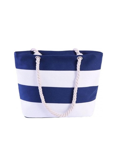Novahub Kalın Keten Halat Saplı Çizgili Tuval Plaj Çantası - Büyük Kapasite Kırmızı Beyaz - Seyahat Alışveriş İçin Kadınlar İçin Kırmızı - Beyaz