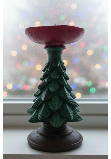 Yılbaşı Ağacı Formlu Seramik Mumluk