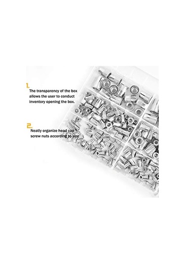Vkemall 304 Paslanmaz Çelik Vidalı Cıvata Seti M3-m10 6 Boyut, 205 Adet - Isı/düşük Sıcaklık Dayanıklı, Otomobil-mobilya-ulaşımda Kullanım