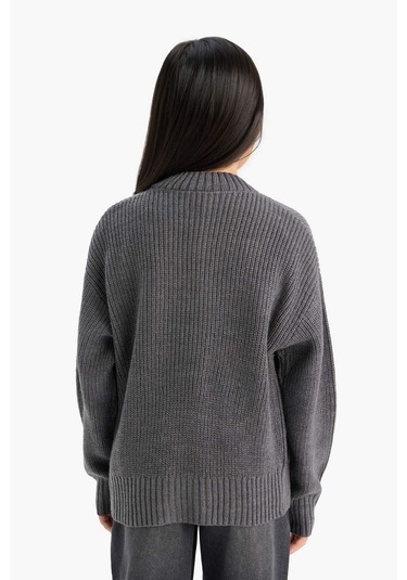 Defacto Kız Çocuk V Yaka Düğmeli Triko Hırka A2298a825auar58 Antrasit