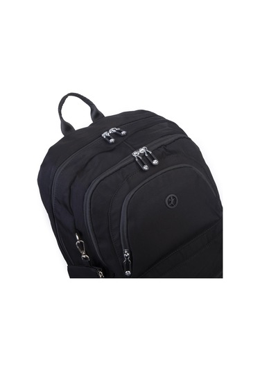 Nas Bag Unisex Büyük Boy Hafif Çok Gözlü Sırt Çantası Siyah Siyah