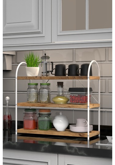 Bello Mutfak Rafı Tezgah Üstü 3'lü Oval 50 Cm Beyaz-atlantik Çam Beyaz-atlantik Çam
