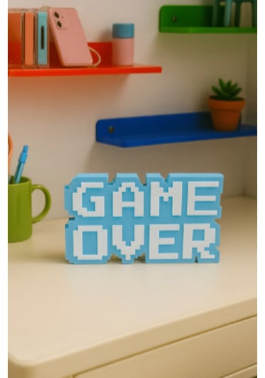 Retro Game Over Kabartmalı Dekoratif Obje - Siyah Masaüstü Ve Duvar Süsü Hediye 03
