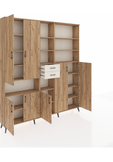Arges Dolap 17 Raflı 2 Çekmeceli 7 Kapaklı 220x30x243 Çam-çam/aytaşı Atlas Çam/aytası