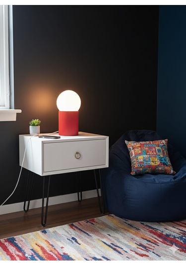 Modern Tasarım Makrome İp Abajur Dekoratif Lamba Abajur Masa Lambası Glop Cam Abajur Kırmızı Kırmızı