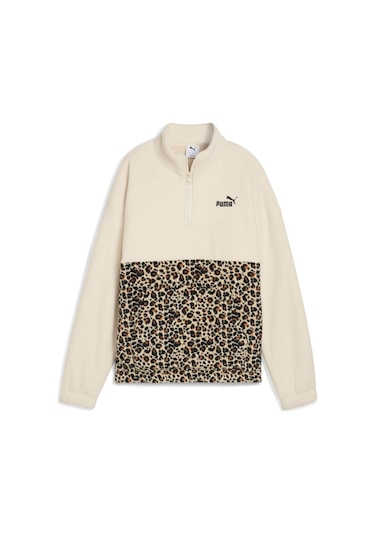 Puma Ess Graphıc Animal Relaxe Krem Kadın Fermuarlı Sweatshirt 000000000102266237 Bej