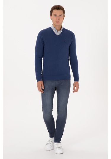 U.s. Polo Assn. Erkek İndigo Kazak /triko 50313668-vr028 Indigo