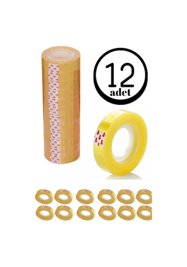 1 Paket Şeffaf Para Bandı 50 Metre 12'li