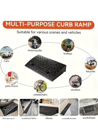 Willowhaven Taşınabilir Eşik Rampası Bj1654 Siyah Yaşlılar Engelliler Kaymaz Plastik Rampa