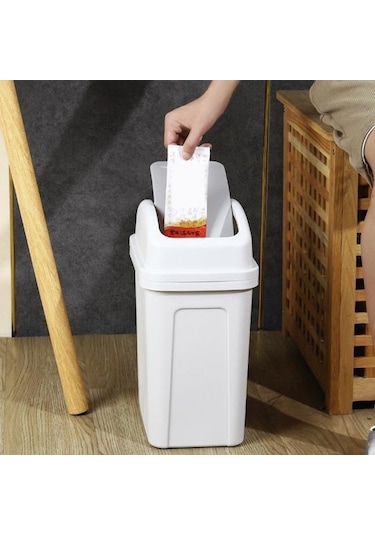 Pembe Ev Çöp Kovası Kapaklı Kalınlaşmış Pres Tipi Salıncak Kapak Büyük Kapasiteli Mutfak Otel Banyo Ofis Çöp Kutusu