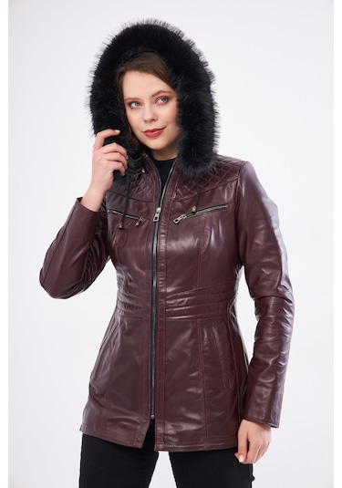 Derinss Dka2332 Hakiki Deri Kadın Bordo Mont 001