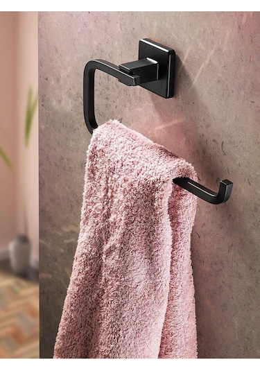 Haus Ömür Boyu Paslanmaz Solo Havluluk Ve Havlu Askılığı Siyah D-009 Siyah