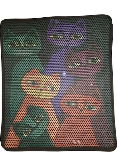 Nanbell Büyük Elekli Çift Katlı Kedi Kumu Paspası 75x59 Cm Desenli No:12