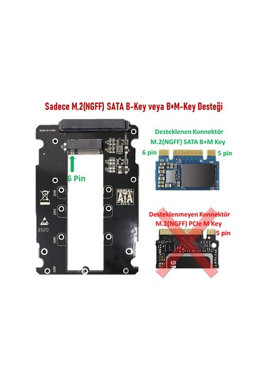 JEYI S118S M.2 SATA B-Key B+M-Key SSD to 2.5 inch SATA Adaptör