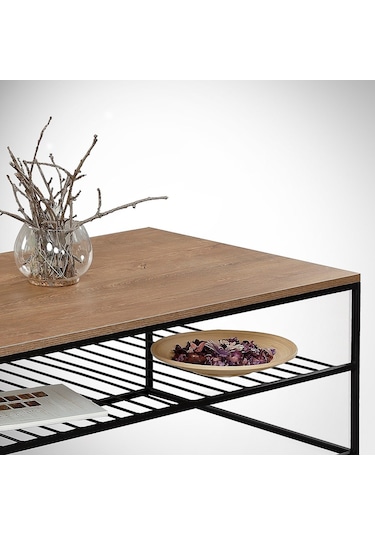 Etna Orta Sehpa Metal & Orta Masa Kafkas Meşe/Metal Ayaklı Sehpa