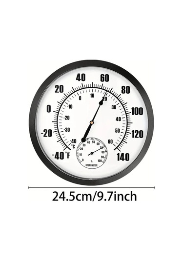 Topshop1 Beyaz 1 Adet Duvara Monte Dekoratif Metal Yuvarlak Higrometre Termometre 24 5cm Depo Hastane Otel Kullanimi