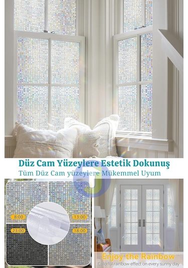 Technojet Statik Buzlu Desenli Cam Kaplama Filmi Duşa Kabin Ofis Balkon Dekorasyon Folyo 60cmx100cm Tk2016