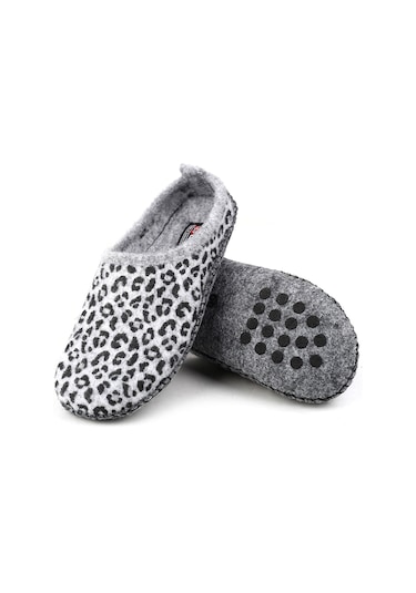 Gezer 15525 Kadın Keçe Kumaş Sessiz Taban Ev-halı Terliği Gri