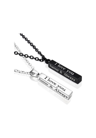 Paslanmaz Çelik Kolye Kolye Dilek Ayağı Siyah Gümüş Sütun Kolye Çiftler İçin Sevgililer Günü Hediyesi Siyah