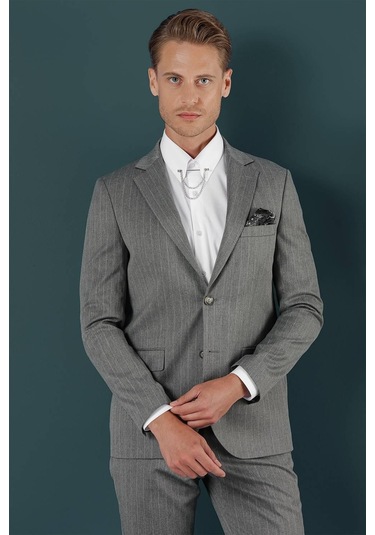 C 652 Slim Fit Gri Spor Ceket Gri