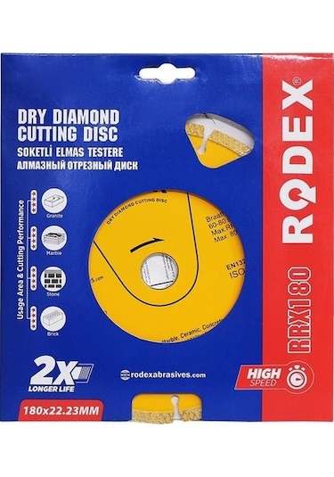 Rodex Elmas Kesme Disk Testeresi 180x22 23 Mm Rrx180