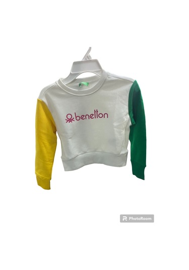 Benetton Çocuk Sweatshirt Beyaz Beyaz