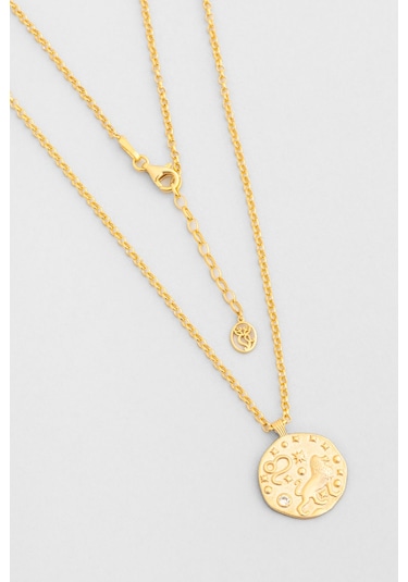 Aslan Burcu 18 Ayar Sarı Altın Kaplama 45 Cm Gümüş Kolye Sarı