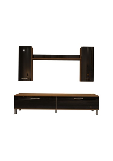 Decoraktiv Eko 7 Slm Std Krom Ayaklı Tv Ünitesi Tv Sehpası Ceviz - Siyah