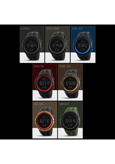 Lemestar Skmeı 1251 Erkek Spor Saati, Çift Zamanlı, Geri Sayım, 50m Su Geçirmez, Alarm, Kronometre, Yeşil Renk Dijital Saat