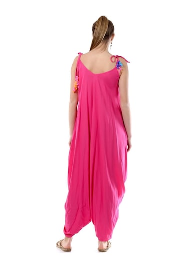 Kadın Eyes Ayarlanabilir Omuz Askılı Oversize Tulum Pembe