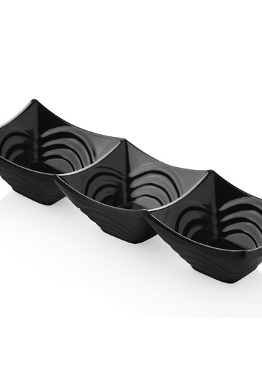Alezy 524 Göreme Melamin Termostar Ürgüp Üçlü Sosluk 24x8cm Siyah