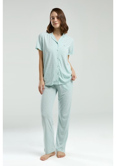 Pierre Cardin Kadın Yeşil Gömlek Pijama Pc8990-s-v1 Yeşil