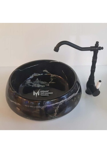 Toros Siyah Mermer Elegant Yuvarlak Lavabo