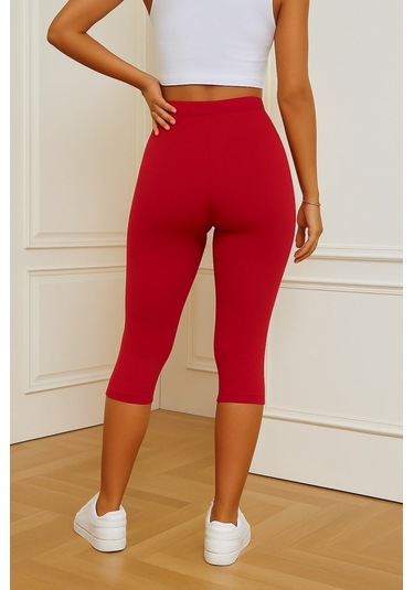 Munn Collection Kadın Yüksek Bel Dalgıç Midi Tayt Kırmızı