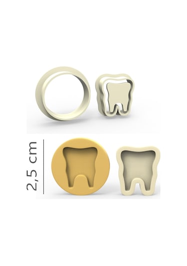 Diş Kurabiye, Bisküvi, Kolye Ucu, Mühür Kalıp Seti - 2,5 Cm