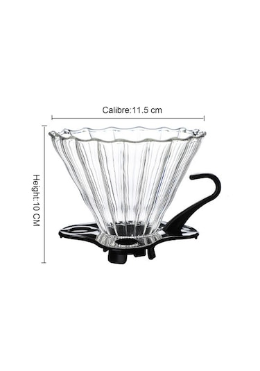 Mufunye Büyük Boy Cam V60 Filtre Kahve Değirmeni, Isıya Dayanıklı, Plastik Tabanlı, Kapağlı, Logo Özelleştirilebilir, Ev Kullanıma Uygun Siyah