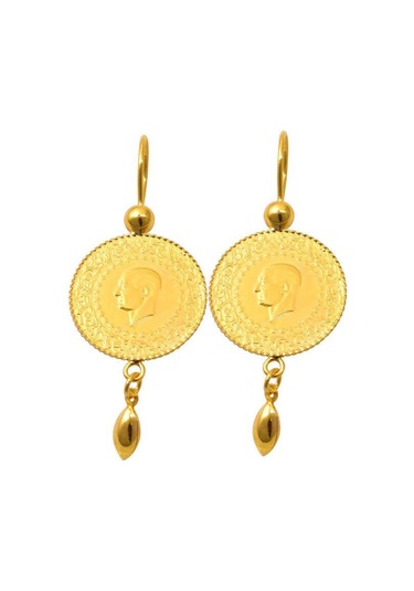 Ziynet Çeyrek Arpalı Küpe 22 Ayar Altın