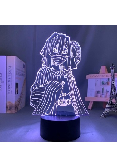 Szypzstore Led Işık Anime Demon Slayer Obanai Iguro Çocuk Yatak Odası Dekoru Aydınlatma Doğum Günü Hediyesi Manga 3d Gece Lambası Kimetsu Ny3q6j Renkli