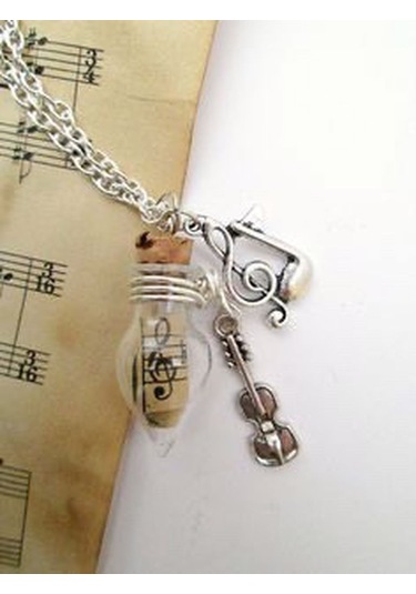 Cam Şişede Nota Kolye