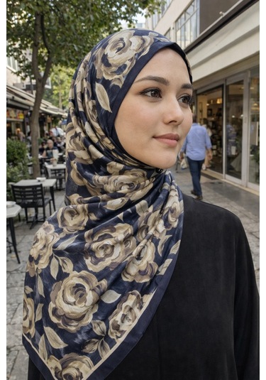 Mavi İpek Lacivert Serisi Soft Pamuk Şal D2 Lacivert