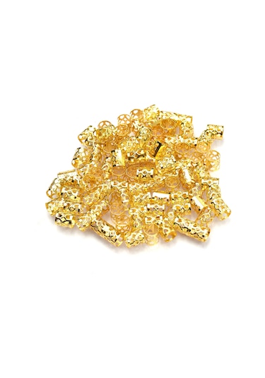 Dofolink Saç Örgüsü Aksesuarı Altın Renkli 100 Adet Demir Bilezikler Saç Süsleri Paketi Altın