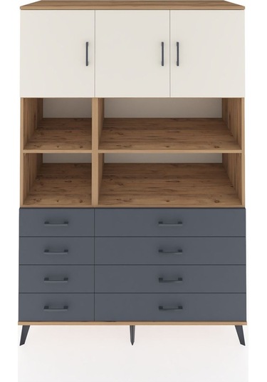 Kronos Dolap 8 Raflı 8 Çekmeceli 3 Kapaklı 132x59x195 Çam-ayt... Çam