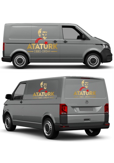Atatürk Ve Ay Yıldız Sticker - Atatürk Yazısı Araba Oto Motosiklet Karavan Sticker - 00621 15x12 Cm