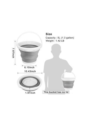 Flybuy Ve Temizlik Temizleyici Taşınabilir Silikon Kovası Katlanabilir Gri Buz Banyo 5l - My Gri