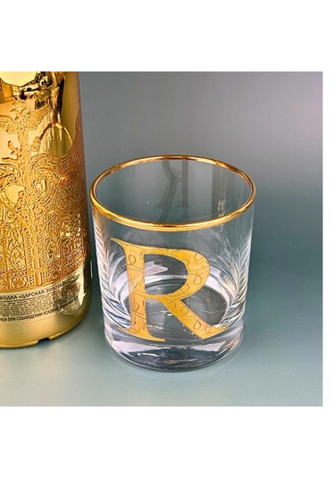 Perlotus R Harfli Gold Altın Yaldızlı Viski Kadeh Bardak Jumbo Serisi Şeffaf