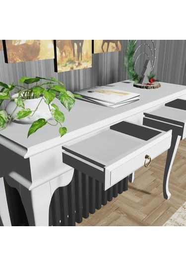 Roys Ahşap 130 Cm Beyaz Çekmeceli Petek Üstü Yüksek Dresuar Ahşap