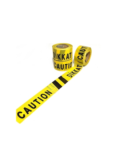 Dikkat Caution İkaz Bandı Emniyet Şeridi 75mmx250m Sarı Siyah