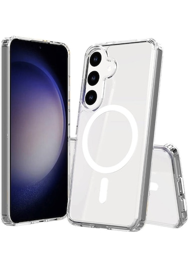 Samsung Galaxy Uyumlu S24 Plus Kılıf Magsafe Özellikli Şeffaf Silikon Kapak